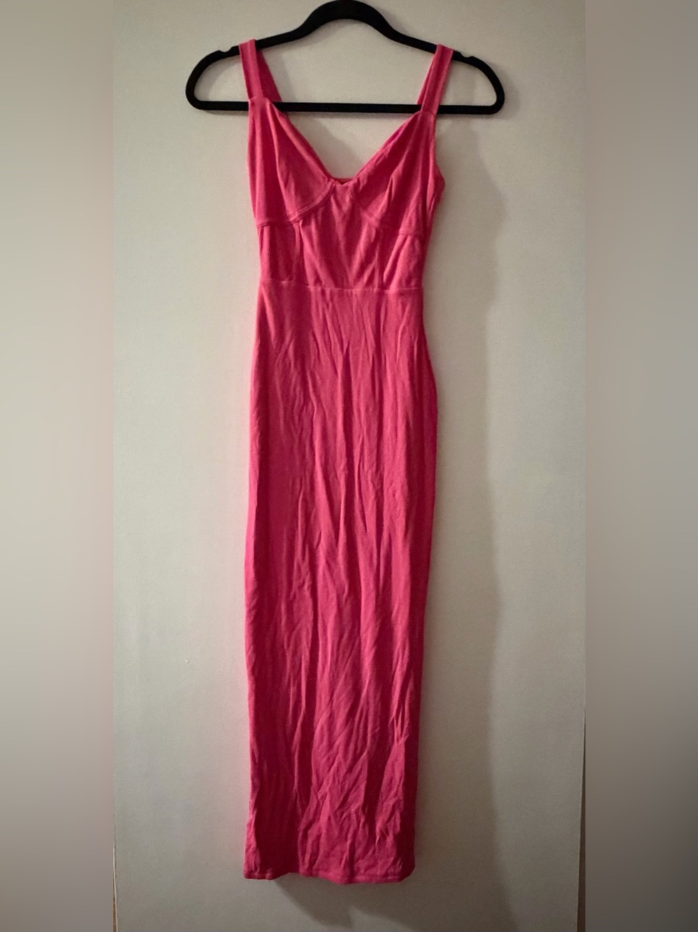 naked wardrobe Hot Pink V-Neck Sleeveless Maxi Dress